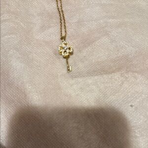 Gold Floral Key Pendant Necklace